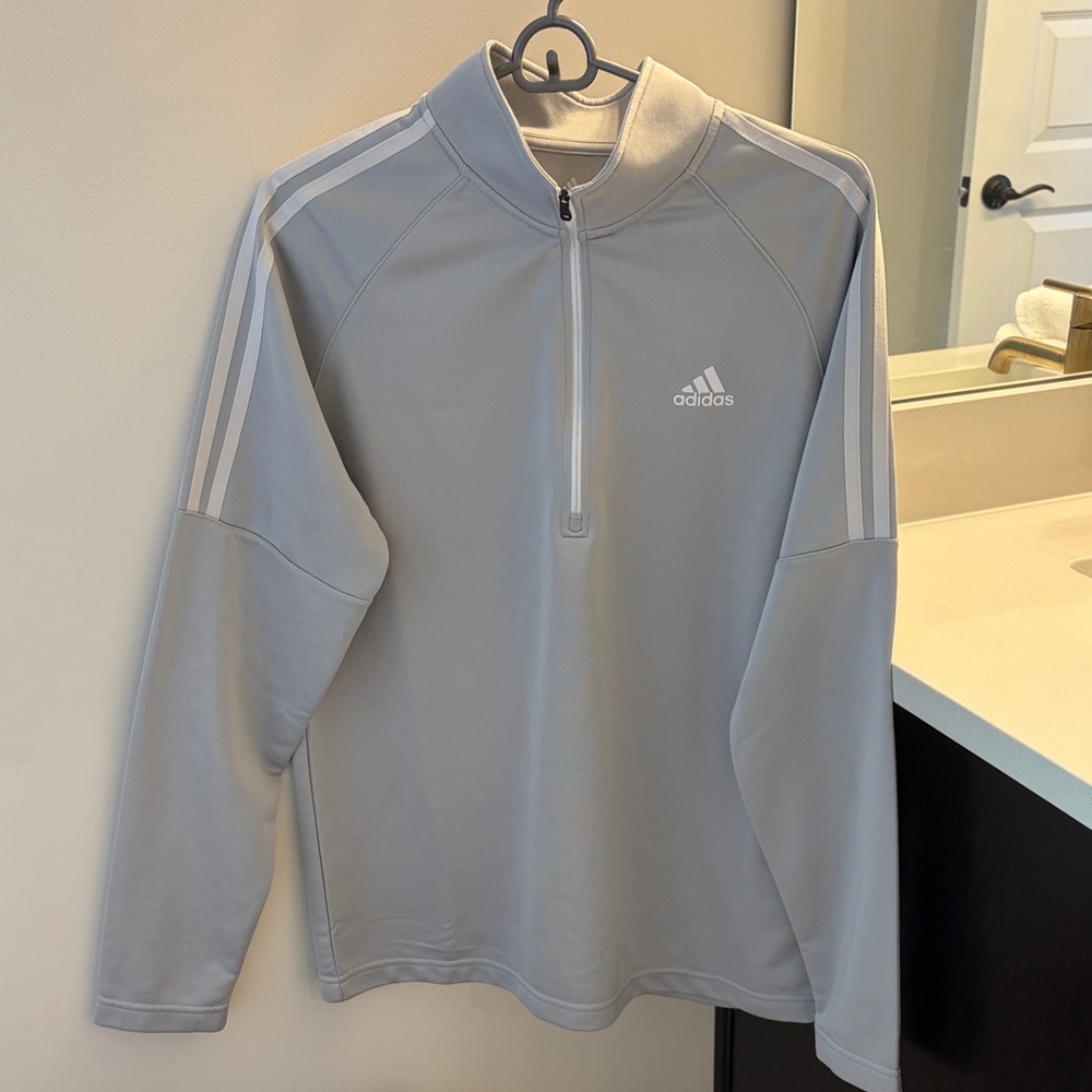Adidas Light Gray Half-Zip Top